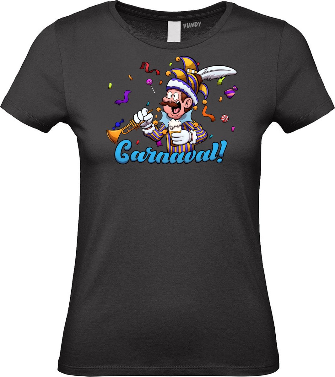 Dames T-shirt Carnavalluh | Carnaval | Carnavalskleding Dames Heren | Zwart | maat S